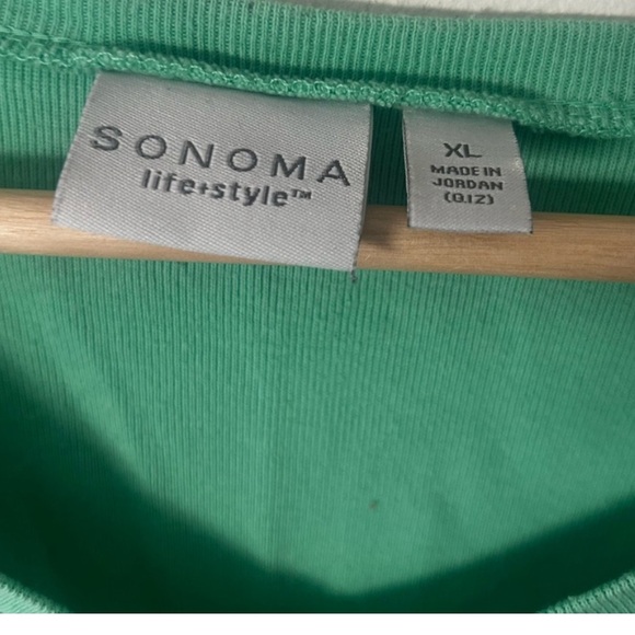 Sonoma Mint Green V-Neck Long Sleeve Tee 100% Cotton XL - Picture 2 of 4